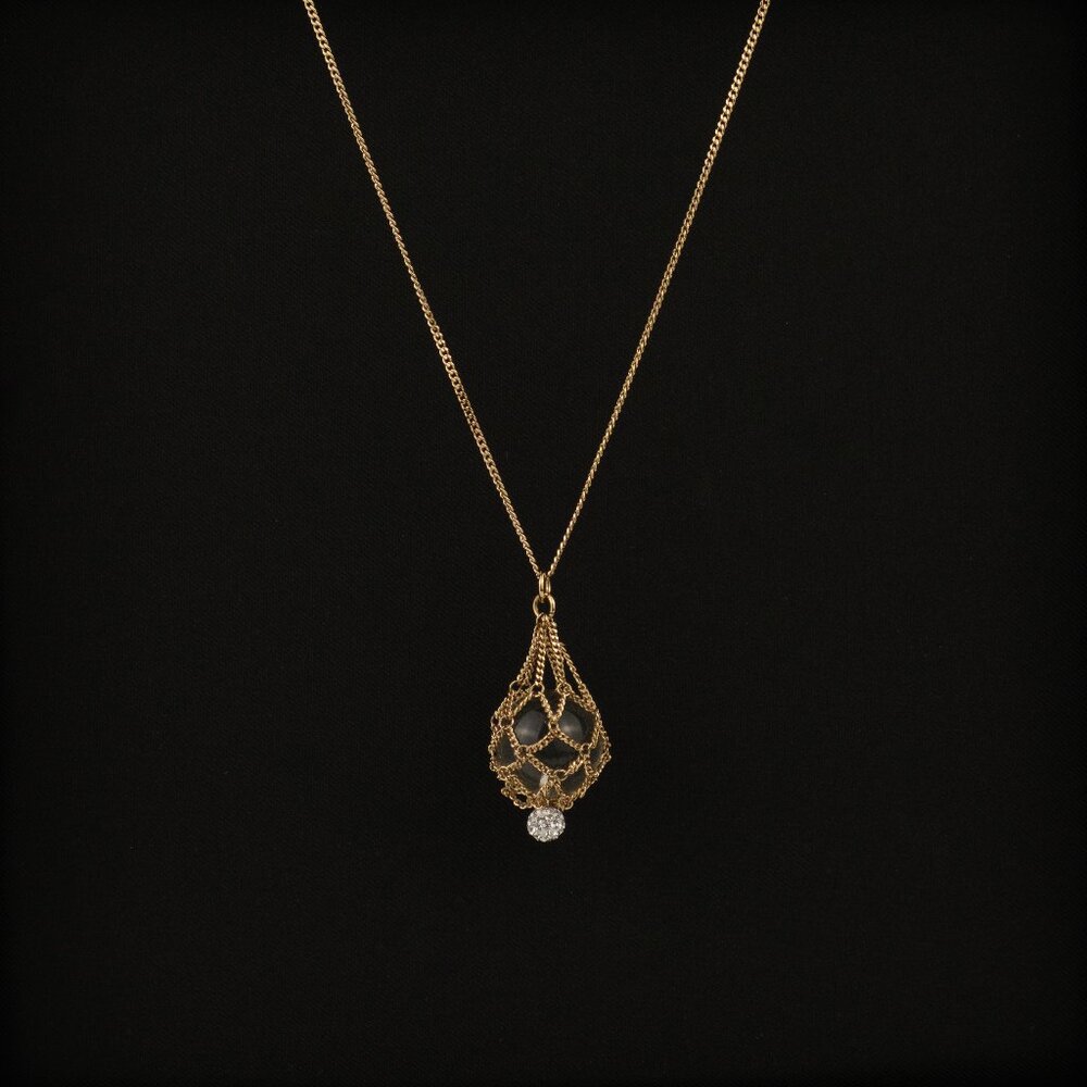 Givenchy Clear Resin Pearling Necklace with Swarovski Crystals, Brass Chain